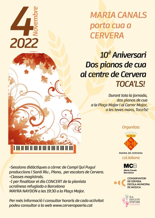 A master class and a concert by pianist Marina Naydon at Plaza Mayor of Cervera